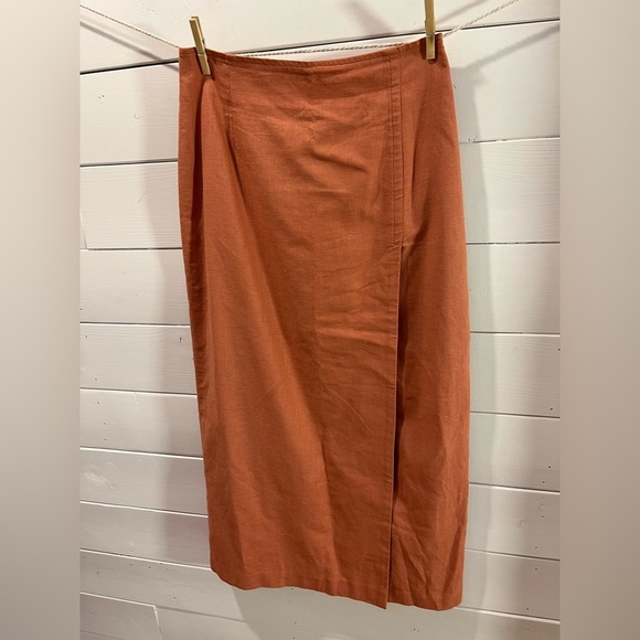 TRISTAN & ISEULT burnt orange linen skirt – size 9 - Picture 4 of 8
